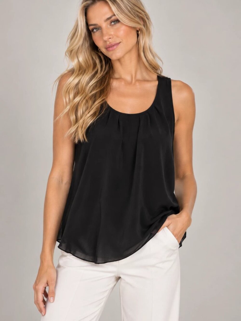 Joie Larkis Silk Sleeveless Tank Top Black Sheer Lined Scoop Neck Sz S Small